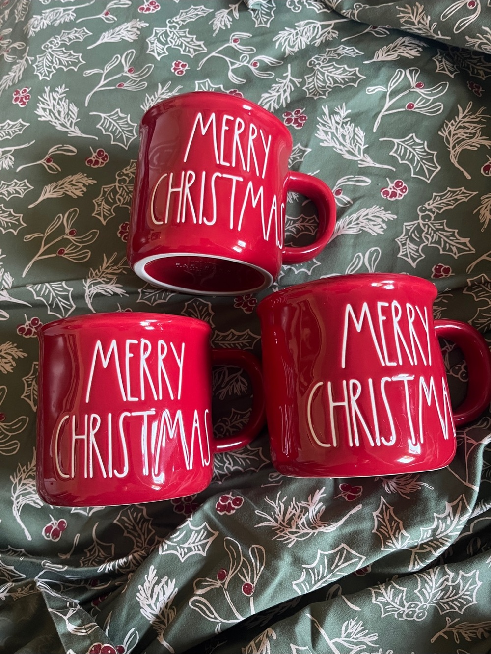 Trío of Rae Dunn Merry Christmas Mugs